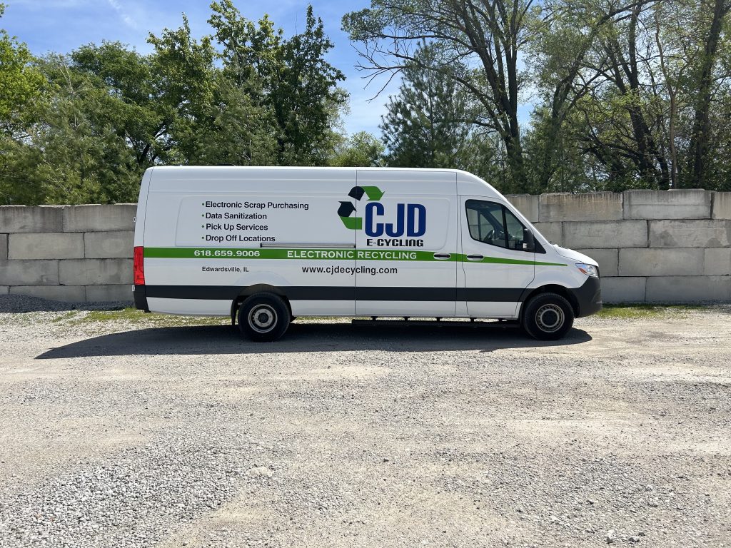 CJD E-Cycling pickup van ready to collect electronic waste for recycling