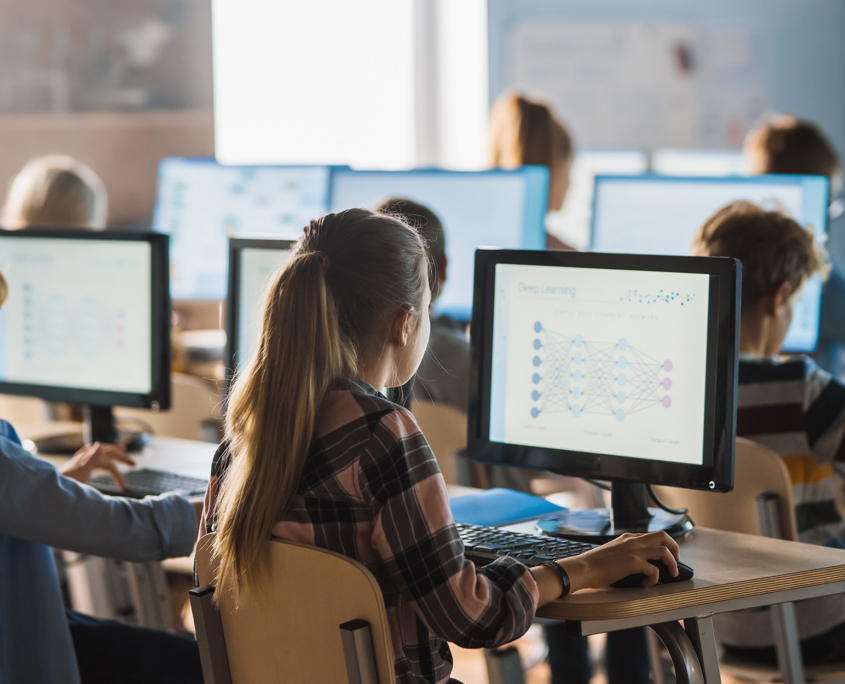 Students On School Computers