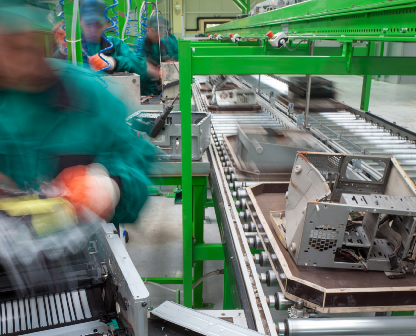 Workers Organize Recycled Computers