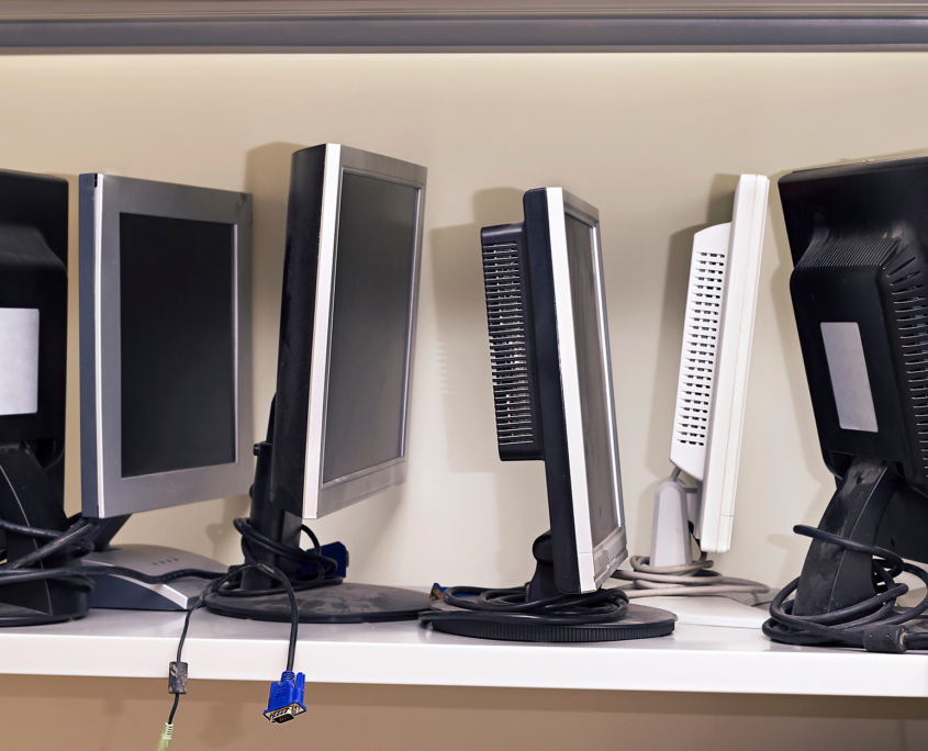 Flat Monitors On Shelf