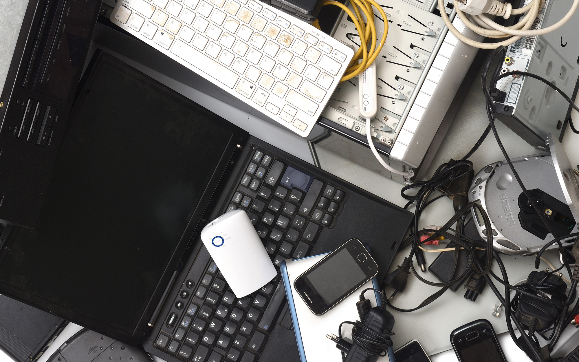 Detail Of Top View Of Pile Of Electronic Waste